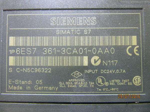 SIEMENS SIMATIC S7 6ES7 361-3CA01-0AA0 - used -