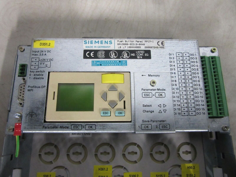 Siemens Push Button Panel PP17-I 6AV3688-3CD13-0AX0 Simatic PP17