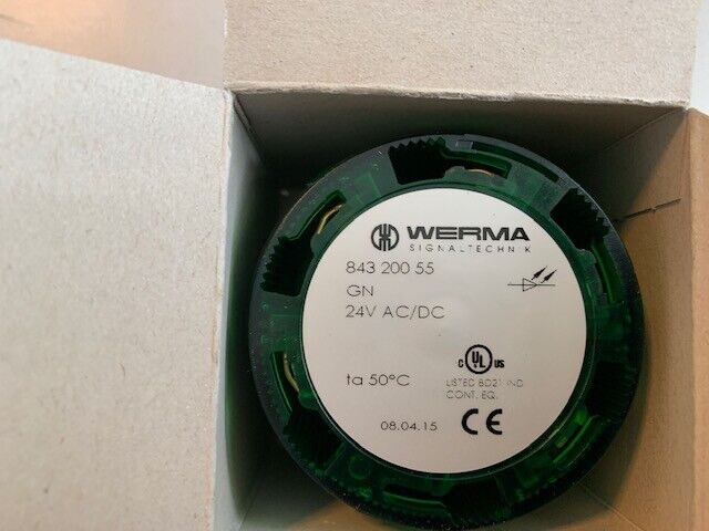 WERMA LED-Dauerlichtelement  843 200 55 24VDC Grün/Green