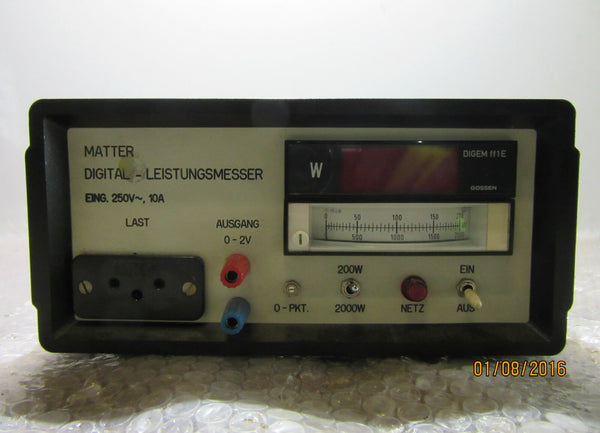 ULRICH MATTER DIGITAL-LEISTUNGSMESSER EING. 250V, 10A - used -