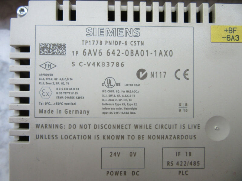 Siemens Simatic Touch Panel (6AV6642-0BA01-1AX0)