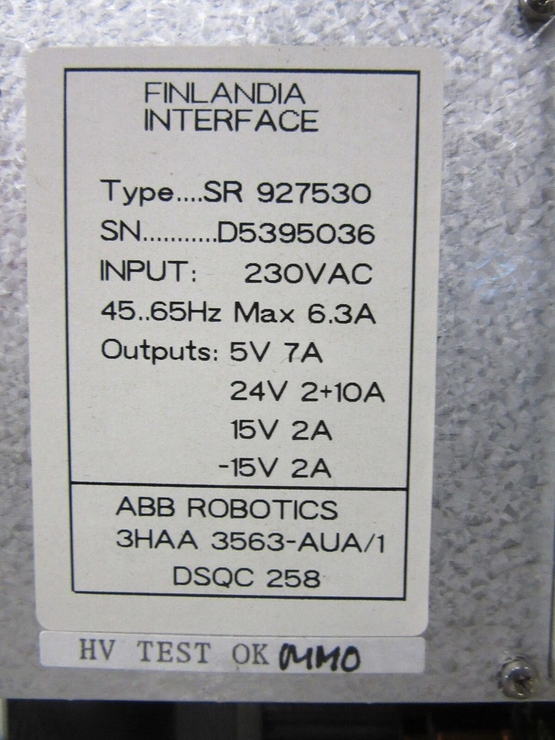 ABB Robotics SR 927530 3HAA 3563-AUA/1 DSQC 258 Finlandia Interface