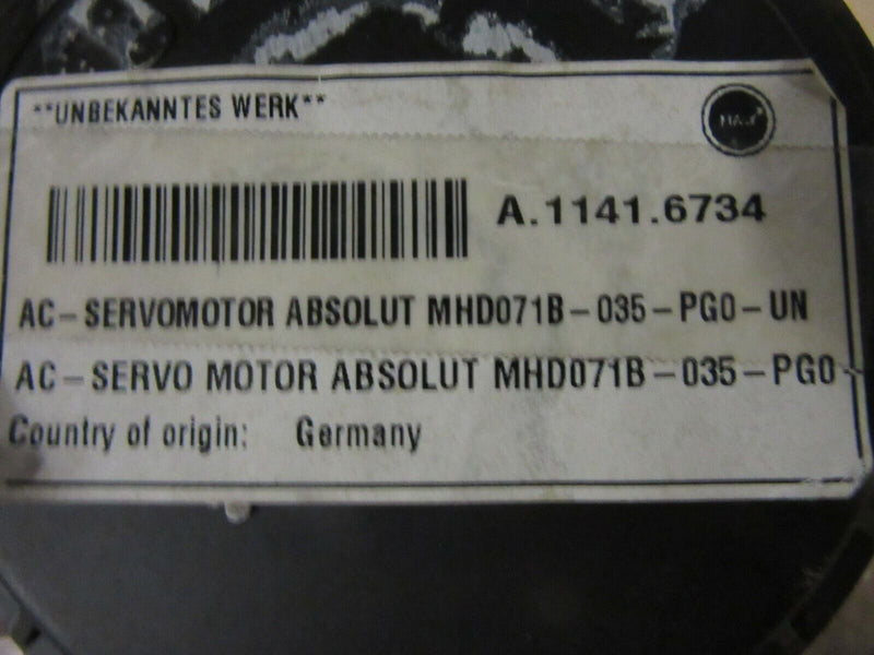 Rexroth Indramat 3-Phase Permanent Magnet Motor MHD071B-035-PG0-UN