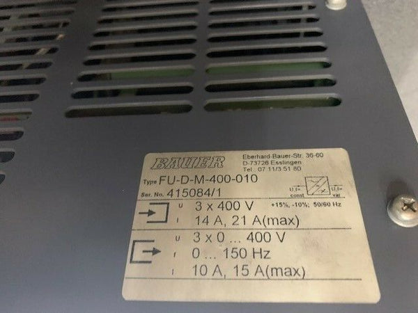 Bauer Inverter Typ: FU-D-M-400-010 10A 0..150Hz unused