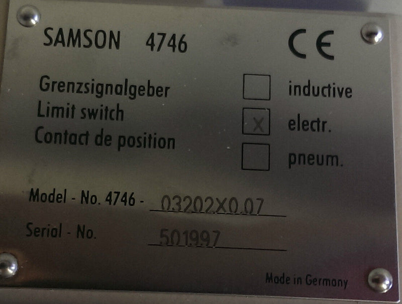 SAMSON Grenzsignalgeber 4746-03202X0.07 Limit signal indicator 4746