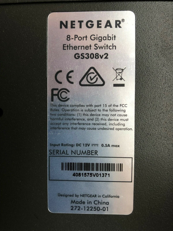 Netgear 8 Port Gigabit Ethernet-Switch GS308v2