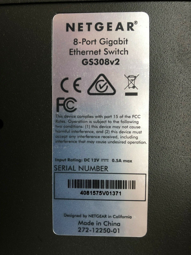 Netgear 8 Port Gigabit Ethernet-Switch GS308v2