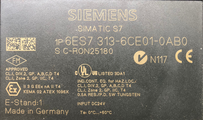 Siemens Simatic S7-300 6ES7 313-6CE01-0AB0 E:1