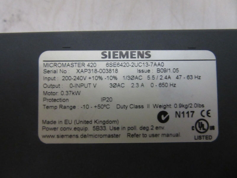 Siemens Micromaster 420 6SE6420-2UC13-7AA0