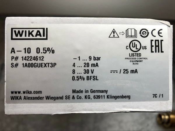 WIKA A-10 14224612 Druckmessumformer -1-9 bar