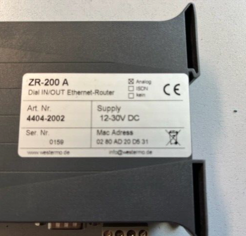 ZR-200A DIAL IN/OUT ETHERNET-ROUTER