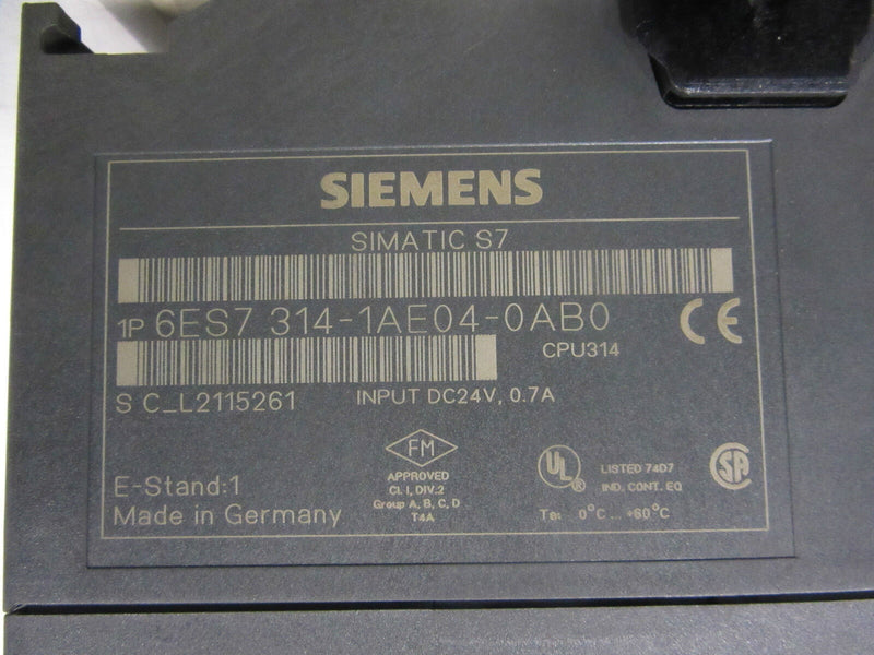 Siemens Simatic S7 6ES7 314-1AE04-0AB0 E-Stand: 1 -used- mit Memorycard