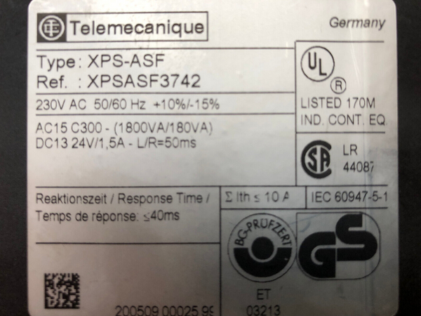 TELEMEMECANIQUE Preventa Type XPS-ASF Ref. XPSASF3742