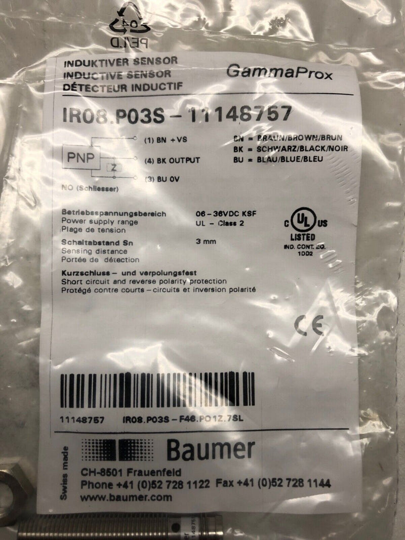 Baumer Induktiver Sensor IR08.P03S-F46.PO1Z.7SL (11148757)