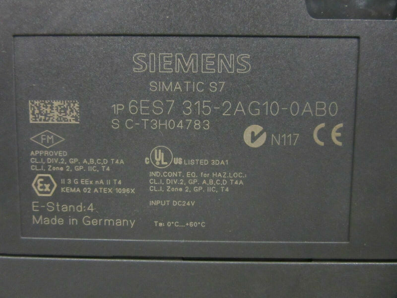 Siemens Simatic S7 6ES7 315-2AG10-0AB0 E-Stand: 04 6ES7953-8LG11-0AA0