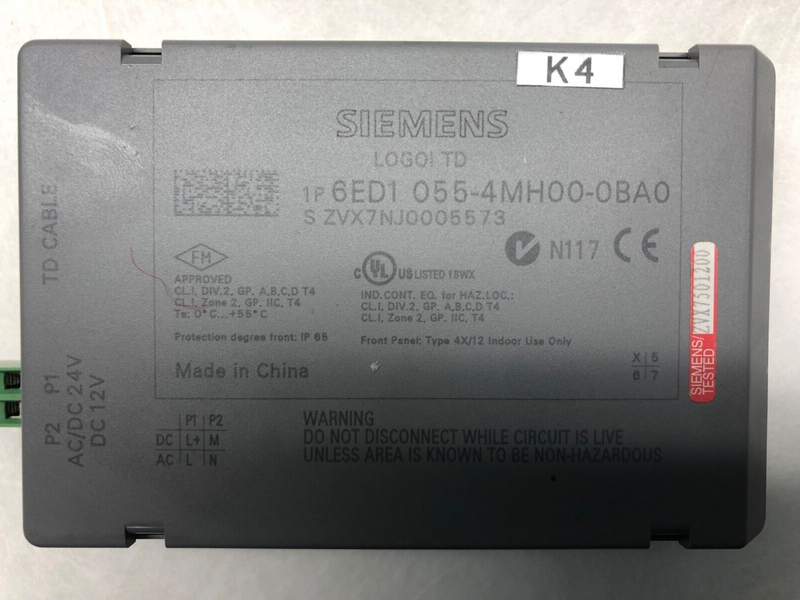 Siemens Logo! TD Panel 6ED1 055-4MH00-0BA0