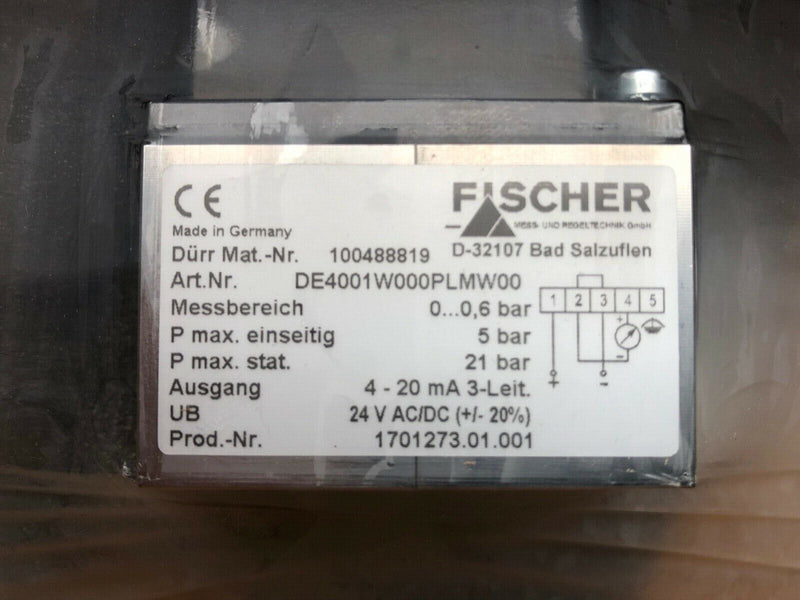 Fischer Differenzdrucktransmitter DE40 DE4001W000PLMW00 0-0,6 bar