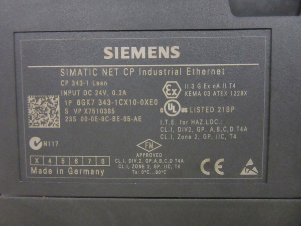 Siemens CP 343-1 Simatic NET 6GK7343-1CX10-0XE0 6GK73431CX100XE0