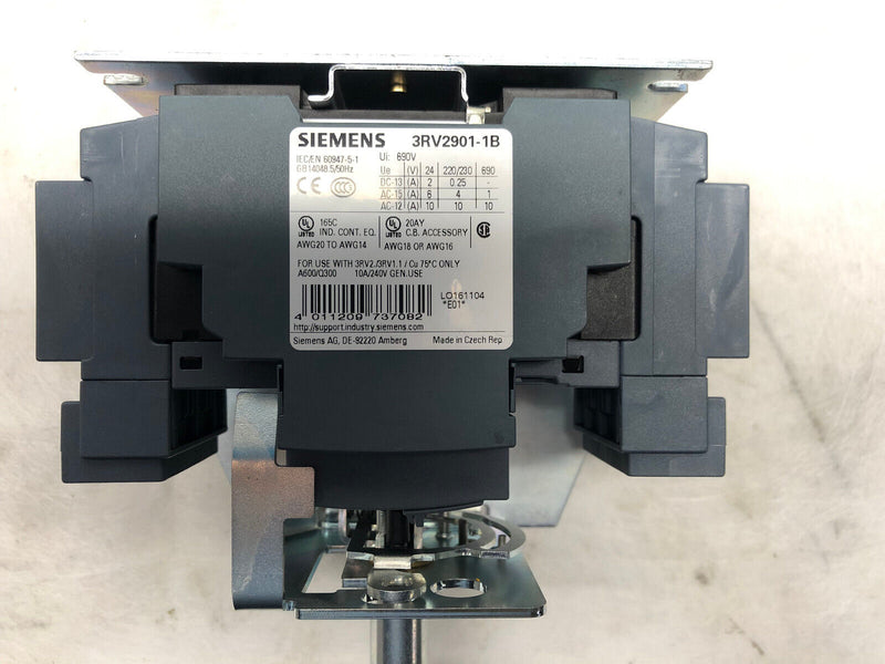 Siemens Schutzschalter 3RV2721-4CD10, Drehantrieb3RV2926-2C, Schalter 3RV2901-1B