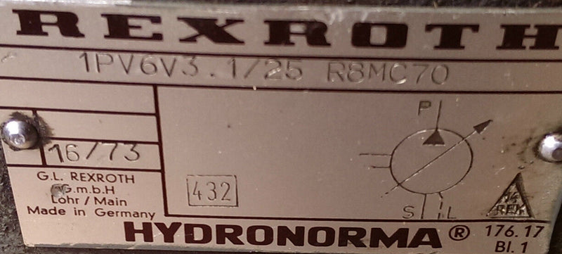 REXROTH HYDRONORMA Hydraulikpumpe 1PV6V3.1/25 R8MC70